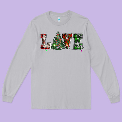 Love Christmas Tree Long Sleeve Tee Designed By Adodesignshop