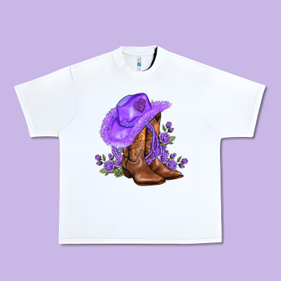 Purple Cowgirl  And Roses Urban Heavy Tee Designed By Adodesignshop