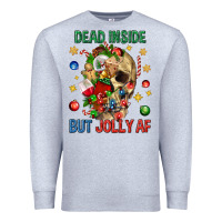 Heather Grey Dead Inside But Jolly Af Premium Sweatshirt - BundleAndBundleShop