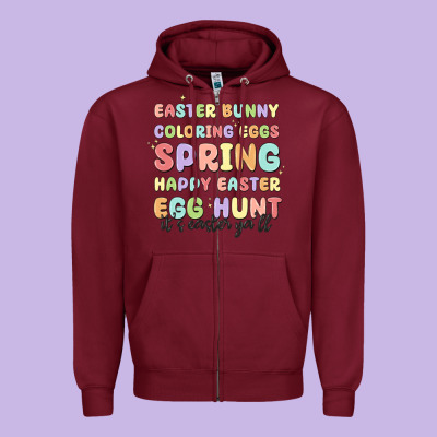 Easter Bunny Spring Zipper Hoodie Designed By Maliassmallbusiness