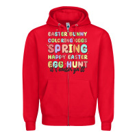 Red easter bunny spring Zipper Hoodie - MaliasSmallBusiness