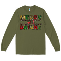 Army Green merry and bright Long Sleeve Tee - AdoDesignShop