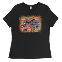 Black aztec leopard cowhide wood western background Ladies Tee - AdoDesignShop