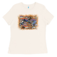 Bone aztec leopard cowhide wood western background Ladies Tee - AdoDesignShop