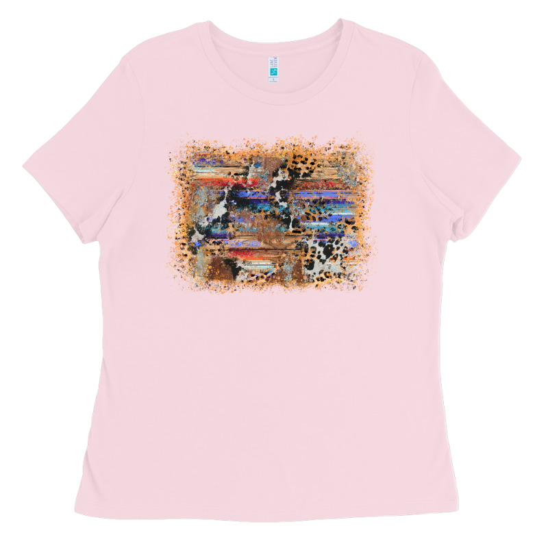 Aztec Leopard Cowhide Wood Western Background Ladies Tee by AdoDesignShop | Teevron