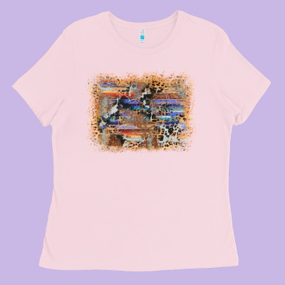 Aztec Leopard Cowhide Wood Western Background Ladies Tee Designed By Adodesignshop