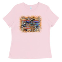 Bubblegum Pink aztec leopard cowhide wood western background Ladies Tee - AdoDesignShop