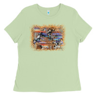 Matcha aztec leopard cowhide wood western background Ladies Tee - AdoDesignShop