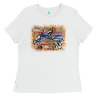 White aztec leopard cowhide wood western background Ladies Tee - AdoDesignShop