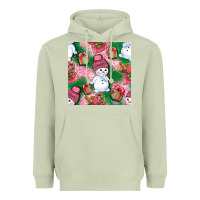 Matcha cute snowman and gift box with leopard seamless pattern bbs Heavyweight Hoodie - BundleAndBundleShop