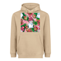 Mushroom cute snowman and gift box with leopard seamless pattern bbs Heavyweight Hoodie - BundleAndBundleShop