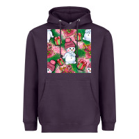Cute Snowman And Gift Box With Leopard Seamless Pattern Bbs Heavyweight Hoodie | Teevron