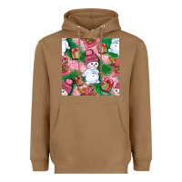 Toasted Coconut cute snowman and gift box with leopard seamless pattern bbs Heavyweight Hoodie - BundleAndBundleShop