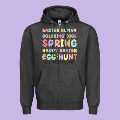 Easter Bunny Spring Zipper Hoodie Designed By Maliassmallbusiness
