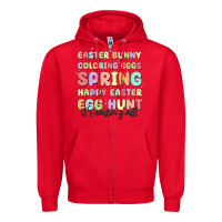 Red easter bunny spring Zipper Hoodie - MaliasSmallBusiness