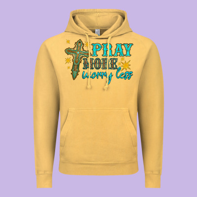 Pray More Worry Less Vintage Hoodie Designed By Hra Design Shop