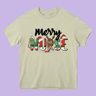 Merry Nurse Heavy Core Tee Designed By Maliassmallbusiness