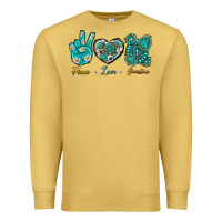 Antique Gold Peace Love Gemstone Premium Sweatshirt - BundleAndBundleShop