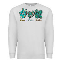 Dove Grey Peace Love Gemstone Premium Sweatshirt - BundleAndBundleShop
