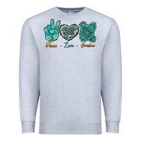 Heather Grey Peace Love Gemstone Premium Sweatshirt - BundleAndBundleShop