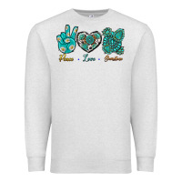 Oatmeal Heather Peace Love Gemstone Premium Sweatshirt - BundleAndBundleShop