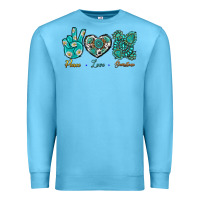 Ocean Blue Peace Love Gemstone Premium Sweatshirt - BundleAndBundleShop