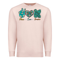 Pale Pink Peace Love Gemstone Premium Sweatshirt - BundleAndBundleShop