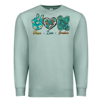 Seafoam Peace Love Gemstone Premium Sweatshirt - BundleAndBundleShop
