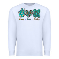 White Peace Love Gemstone Premium Sweatshirt - BundleAndBundleShop