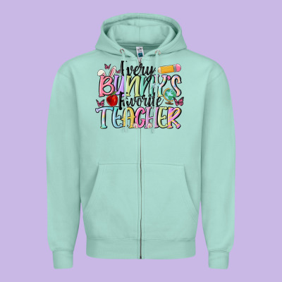 Every Bunny's Favorite Teacher Zipper Hoodie Designed By Maliassmallbusiness