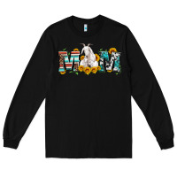 Black goat mom serape leopard cowhide goat family Long Sleeve Tee - Artiststas
