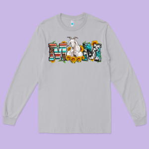 Goat Mom Serape Leopard Cowhide Goat Family Long Sleeve Tee Designed By Artiststas