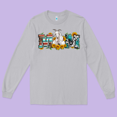 Goat Mom Serape Leopard Cowhide Goat Family Long Sleeve Tee Designed By Artiststas