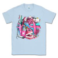 Dusty Blue dental elements and cancer with cowhide and leopard Classic Tee - AdoDesignShop