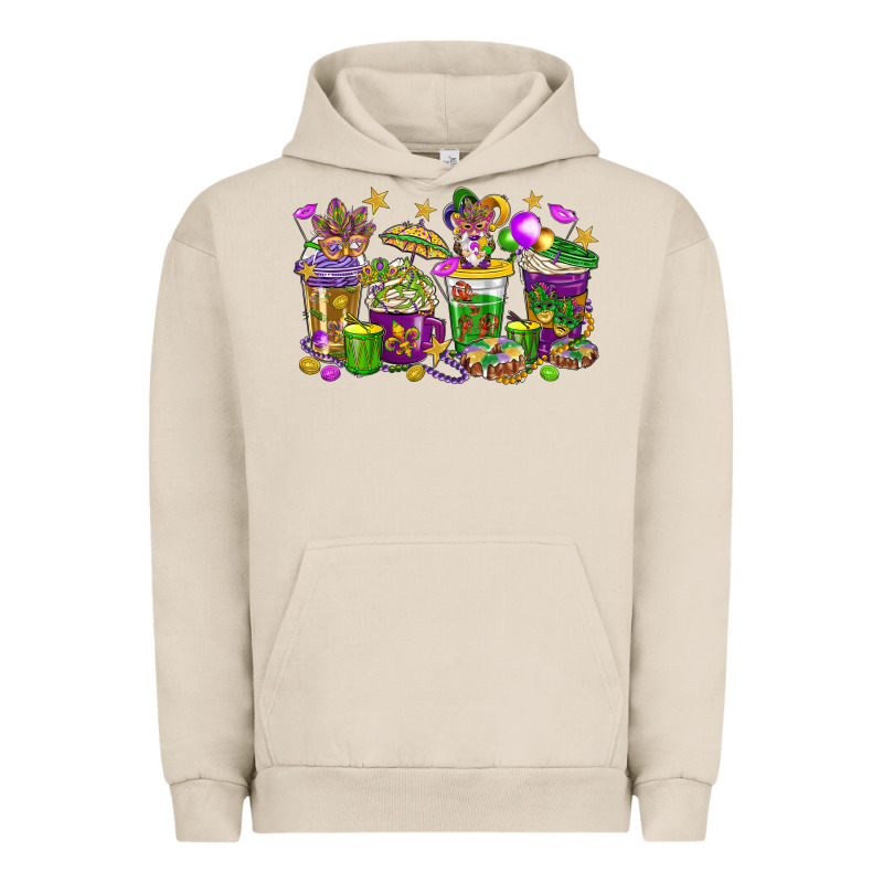 Mardi Gras Coffee Cups Urban Hoodie by HowdyJamesFarm | Teevron