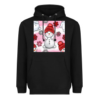 Black cute snowman and snow flakes seamless pattern bbs Heavyweight Hoodie - BundleAndBundleShop