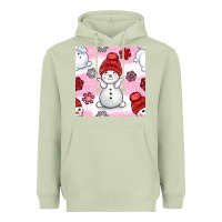 Matcha cute snowman and snow flakes seamless pattern bbs Heavyweight Hoodie - BundleAndBundleShop