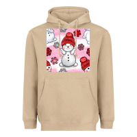 Mushroom cute snowman and snow flakes seamless pattern bbs Heavyweight Hoodie - BundleAndBundleShop
