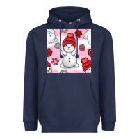 Navy cute snowman and snow flakes seamless pattern bbs Heavyweight Hoodie - BundleAndBundleShop