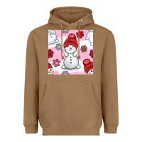 Toasted Coconut cute snowman and snow flakes seamless pattern bbs Heavyweight Hoodie - BundleAndBundleShop
