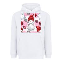 White cute snowman and snow flakes seamless pattern bbs Heavyweight Hoodie - BundleAndBundleShop