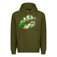 Army Green St. Patricks Day White Lips Premium Hoodie - Bettercallsaul