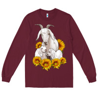 Burgundy goat family with sunflowers Long Sleeve Tee - Artiststas