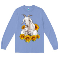 Colony Blue goat family with sunflowers Long Sleeve Tee - Artiststas