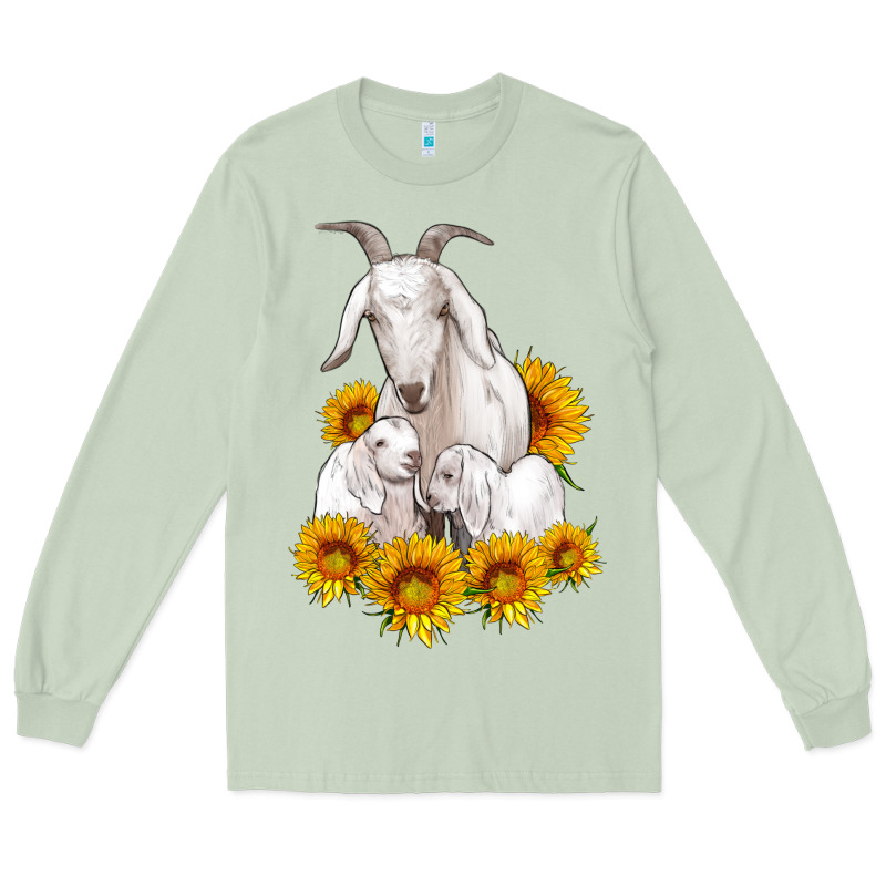 Goat Family With Sunflowers Long Sleeve Tee by Artiststas | Teevron