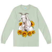 Matcha goat family with sunflowers Long Sleeve Tee - Artiststas