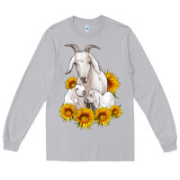 Moon Dust goat family with sunflowers Long Sleeve Tee - Artiststas