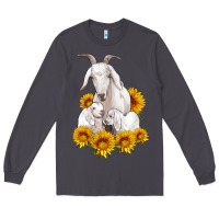 Smoke goat family with sunflowers Long Sleeve Tee - Artiststas