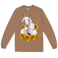 Toasted Coconut goat family with sunflowers Long Sleeve Tee - Artiststas