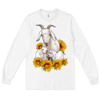 White goat family with sunflowers Long Sleeve Tee - Artiststas